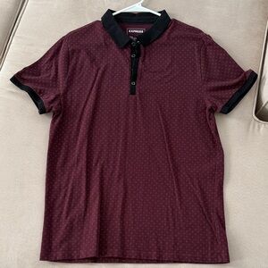 Express Men's Maroon Polo with Black Accents